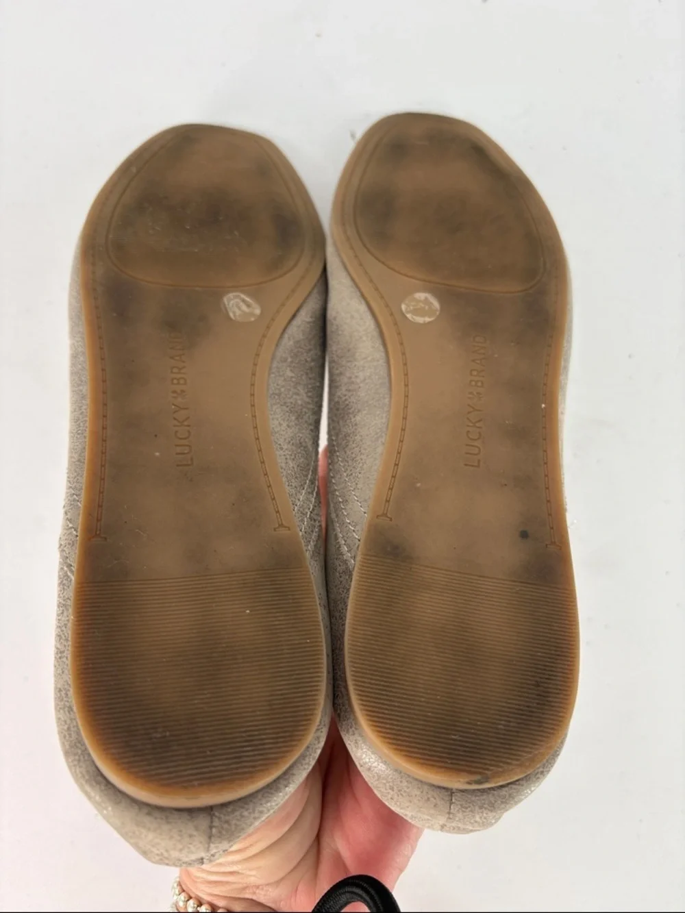 👔 Lucky Brand taupe  Suede Slip-On Ballet Flats